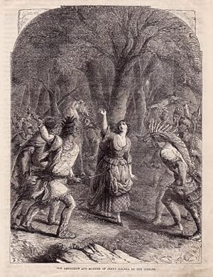 Bild des Verkufers fr The Abduction and murder of Jenny Macrea by the Indians. Holzstich aus : Cassel`s illustrated History of England. zum Verkauf von Antiquariat Heinz Tessin