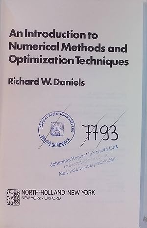 Bild des Verkufers fr Introduction to Numerical Methods and Optimization Techniques; zum Verkauf von books4less (Versandantiquariat Petra Gros GmbH & Co. KG)