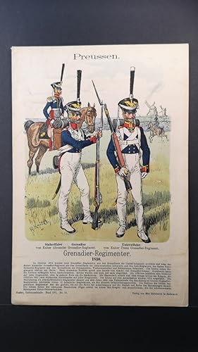 Bild des Verkufers fr Chromolithografie von 1904. Preussen. Grenadier-Regimenter. 1830. zum Verkauf von ANTIQUARIAT Franke BRUDDENBOOKS