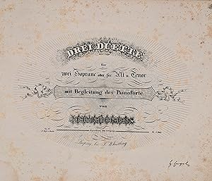 Seller image for Drei Duette fr zwei Soprane oder fr Alt u. Tenormit Begleitung des Pianoforte. Op. 21. 3tes Heft der Duette. for sale by Musik-Antiquariat Heiner Rekeszus