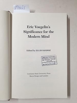 Seller image for Eric Voegelin's Significance for the Modern Mind : for sale by Versand-Antiquariat Konrad von Agris e.K.