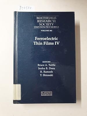 Image du vendeur pour Ferroelectric Thin Films IV: Volume 361 (Materials Research Society Symposium Proceeding, Vol361) : mis en vente par Versand-Antiquariat Konrad von Agris e.K.