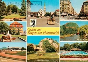 Bild des Verkufers fr Postkarte Carte Postale 73926736 Singen Hohentwiel Stadtgarten Schloss Museum Stadion Festungsruine Ekke zum Verkauf von Versandhandel Boeger