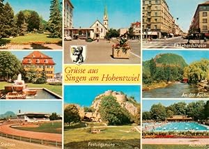 Bild des Verkufers fr Postkarte Carte Postale 73926715 Singen Hohentwiel Stadtgarten Schloss Museum Stadion Festungsruine Ekke zum Verkauf von Versandhandel Boeger