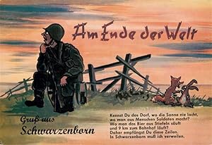 Imagen del vendedor de Postkarte Carte Postale 73935420 Schwarzenborn Knuell Soldat am Ende der Welt Karikatur a la venta por Versandhandel Boeger