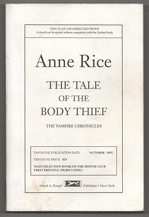 Seller image for The Tale of The Body Thief (Uncorrected Proof) for sale by Jeff Hirsch Books, ABAA