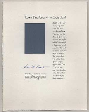 Bild des Verkufers fr Lapiz Azul (Signed Broadside) zum Verkauf von Jeff Hirsch Books, ABAA