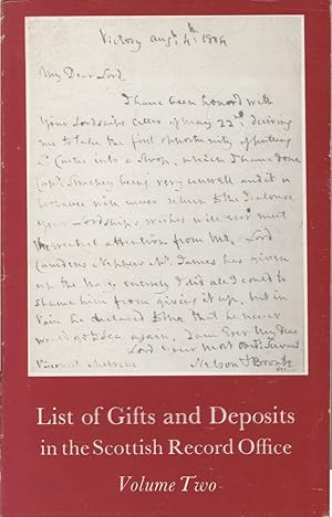 Immagine del venditore per List of Gifts and Deposits in the Scottish Record Office Volume Two venduto da Douglas Blades