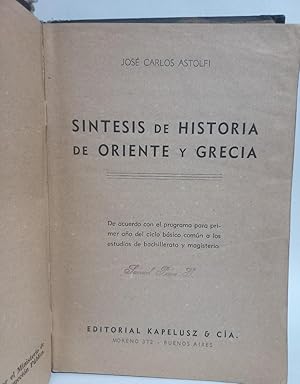 Imagen del vendedor de Sintesis de Historia de Oriente y Grecia a la venta por Libros de Ultramar Alicante