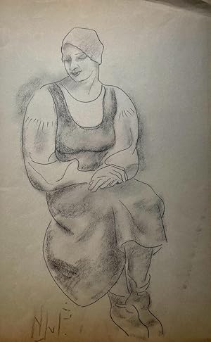 Modern drawing | A seated woman, dating ca. 1920, 1 p.