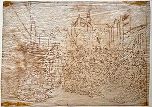 Antique drawing | The sacrifice of Pieter van der Werff during the siege of Leiden (ontzet Leiden...