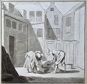 Antique printdrawing | Pig slaughtering, published 1778, 1 p.