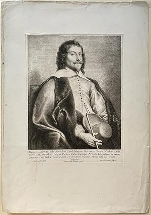 Antique portrait print, etching and engraving | Nicolas Lanière, published ca. 1650, 1 p.