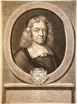 Antique print, mezzotint | Portrait of Constantijn Huygens, published 1690, 1 p.