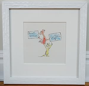 DR. SEUSS SIGNED ORIGINAL DRAWING ~TWO WHIMSICAL SEUSSIAN CHARARACTERS