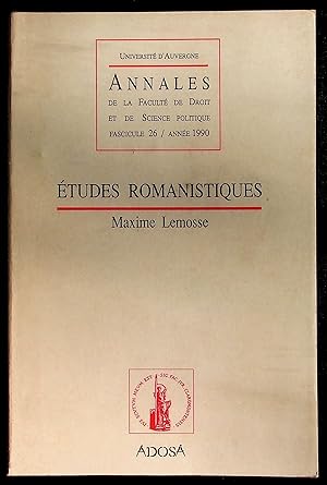 Seller image for Etudes romanistiques for sale by LibrairieLaLettre2