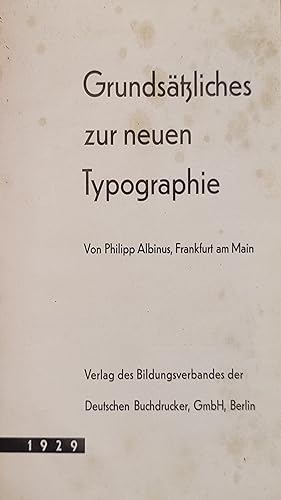 Bild des Verkufers fr Grundstzliches zur neuen Typographie. zum Verkauf von Antiquariat Hans Lindner ILAB Einzelunt.