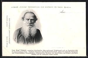 Bild des Verkufers fr Ansichtskarte Russischer Schriftsteller Leo Graf Tolstoi zum Verkauf von Bartko-Reher