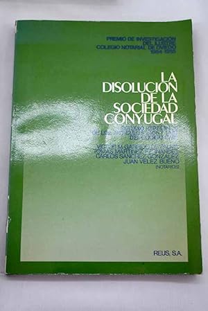 Imagen del vendedor de La disolucin de la sociedad conyugal a la venta por Alcan Libros