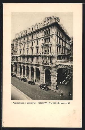 Immagine del venditore per Cartolina Genova, Assicurazioni Generali, Via XX Settembre 42 venduto da Bartko-Reher