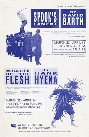 Spook's Lament / Miracles of the Flesh (Original poster for the premieres of the 1990 play and th...