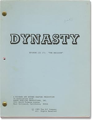 Bild des Verkufers fr Dynasty: The Decision (Original screenplay for the 1985 television episode) zum Verkauf von Royal Books, Inc., ABAA