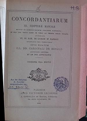 Bild des Verkufers fr Concordantiarum: ss. scripturae manuale; Editio in commodissimum ordinem disposita ; et cum ipso textu sacro de verbo ad verbum sexies collata. zum Verkauf von books4less (Versandantiquariat Petra Gros GmbH & Co. KG)