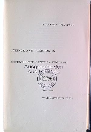 Image du vendeur pour Science and Religion in Seventeenth-Century England. mis en vente par books4less (Versandantiquariat Petra Gros GmbH & Co. KG)