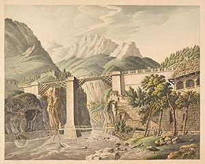 JOHANN LUDWIG BLEULER (1792 - 1850). Ansicht der Brücke über die Diveria bei Crevoladossola (früh...