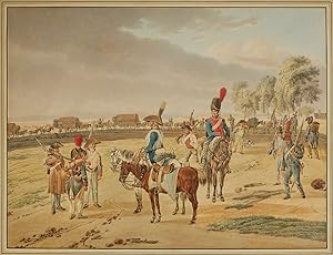 WILHELM VON KOBELL (1766 - 1853). I. "Französische Truppen auf dem Marsch", II. "Kaiserliche Husa...