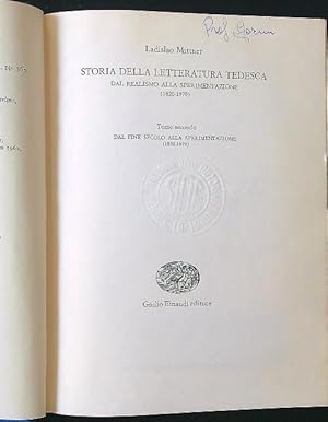 Bild des Verkufers fr Storia della letteratura tedesca 1820-1970 2 vv. zum Verkauf von Librodifaccia