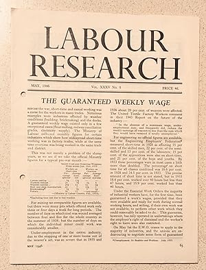 Bild des Verkufers fr Labour Research May 1946 / The Guaranteed Weekly Wage / The Budget And National Income / Trade With U.S.S.R.? / Sanctions Against Franco Spain? / Steel Efficiency / National Health Service (The New National Health Service Bill) zum Verkauf von Shore Books