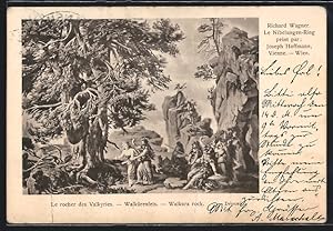 Bild des Verkufers fr Knstler-Ansichtskarte Wien, Richard Wagner, Ring des Nibelungen, Walkrenfels zum Verkauf von Bartko-Reher