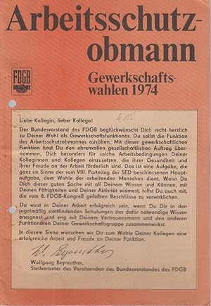 Arbeitsschutzobmann. Gewerkschaftswahlen 1974.