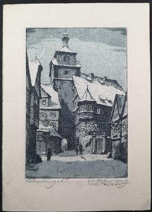 Original Radierung. Rothenburg Am Plönlein. signiert, um 1930