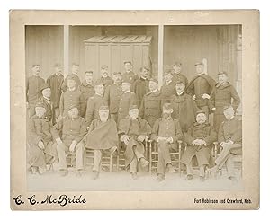 [Albumen Photograph] Group of 9th US Cavalry Regiment Officers stationed at Fort Robinson in Craw...