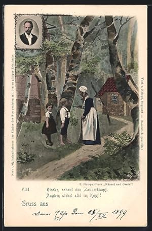 Bild des Verkufers fr Ansichtskarte Hnsel und Gretel begegnen der Hexe, E. Humperdinck zum Verkauf von Bartko-Reher