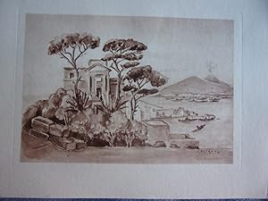 HELIOGRAVURE DE ESTADIEU 20ème NAPLES ITALIE LE GOLF ET LE VESUVE