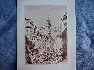 HELIOGRAVURE DE ESTADIEU 20ème GAETA ITALIE APRES LE BOMBARDEMENT