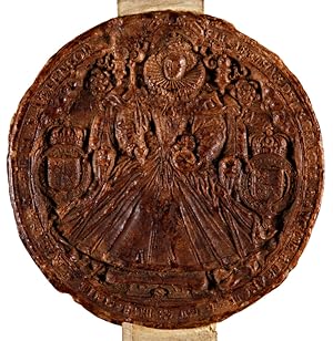 Bild des Verkufers fr [THE SECOND GREAT SEAL OF QUEEN ELIZABETH I, CAST IN WAX AND RESIN, AND FEATURING PORTRAITS OF THE QUEEN ON BOTH SIDES] zum Verkauf von William Reese Company - Americana