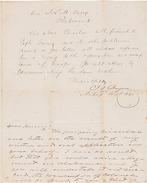 [AUTOGRAPH LETTERS, SIGNED, FROM CONFEDERATE SECRETARY OF WAR JUDAH P. BENJAMIN, AND ALABAMA REPR...