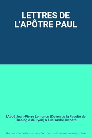 Image du vendeur pour LETTRES DE L'APTRE PAUL mis en vente par Ammareal