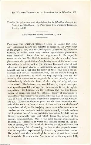 Imagen del vendedor de On the Attractions and Proportions due to Vibration, observed by Guthrie and Schellbach. This is an original article from the Proceedings of the Glasgow Philosophical Society, 1870. a la venta por Cosmo Books