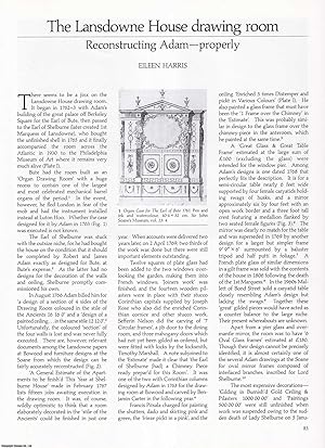 Bild des Verkufers fr The Lansdowne House Drawing Room: Reconstructing Adam, Properly. Together with, A Little Known Adam Design for Burghley. Two original articles from Apollo, International Magazine of the Arts, 1992. zum Verkauf von Cosmo Books