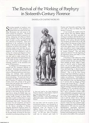 Immagine del venditore per The Revival of the Working of Porphyry in Sixteenth-Century Florence. An original article from Apollo, International Magazine of the Arts, 1987. venduto da Cosmo Books