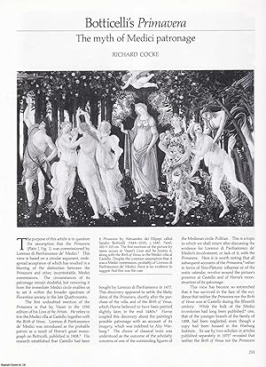 Bild des Verkufers fr Botticelli's Primavera: The Myth of Medici Patronage. An original article from Apollo, International Magazine of the Arts, 1992. zum Verkauf von Cosmo Books