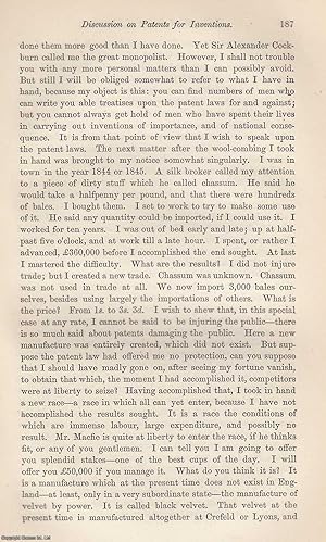 Seller image for Discussion on Patents for Inventions. This is an original article from the Proceedings of the Glasgow Philosophical Society, 1870. for sale by Cosmo Books