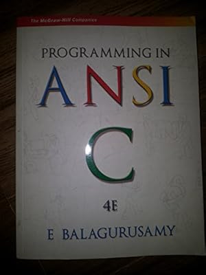 Bild des Verkufers fr Programming in ANSI C zum Verkauf von WeBuyBooks