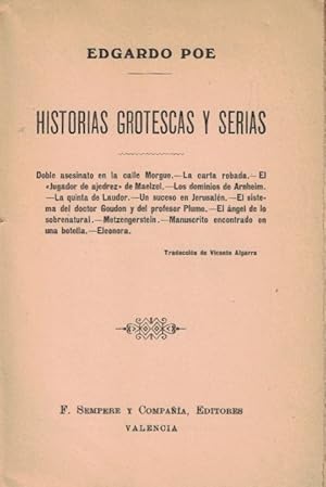 Imagen del vendedor de HISTORIAS GROTESCAS Y SERIAS a la venta por Librera Torren de Rueda