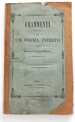 Frammenti estratti da un poema inedito di Giovanni Battista Bottero, da Nizza marittima.